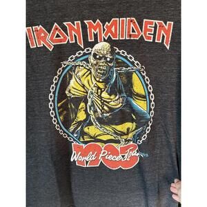 Iron Maiden World Piece Tour 1983 Concert Tshirt Size L Large reprint distressed
